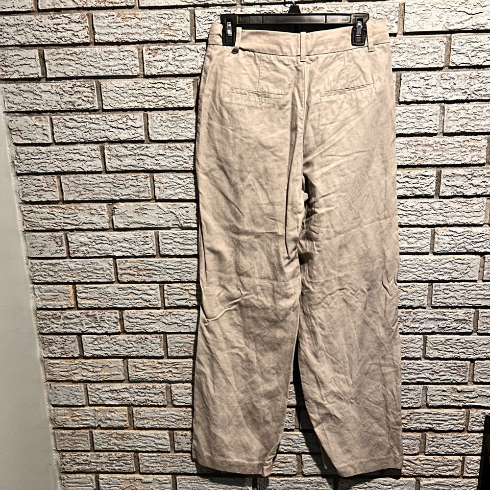 Aritzia Wilfred The Effortless Pant Beige Linen Blend Pleat Wide Leg Trousers 6 - Picture 2 of 8